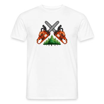 Croix à la tronçonneuse avec forêt - T-shirt homme - blanc - Devant - AI Model Male 178 dark (178cm)