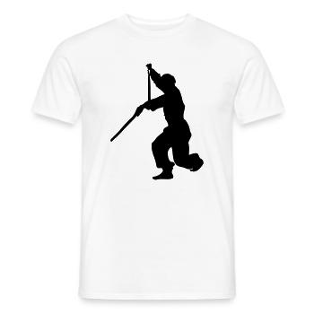 Sanchaku 3 pièces nunchaku kung fu - T-shirt homme - blanc - Devant - AI Model Male 178 dark (178cm)