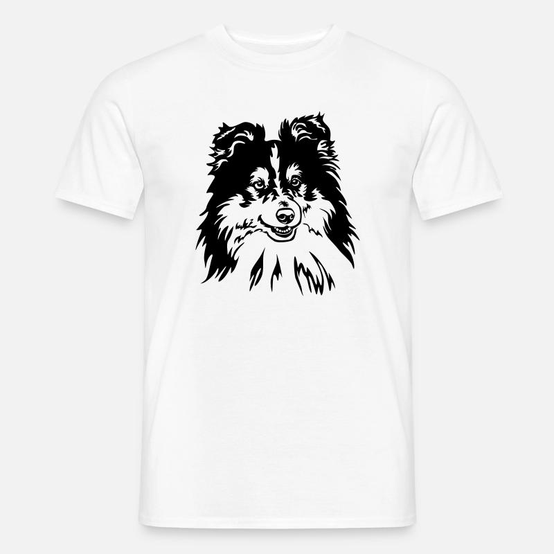 Sheltie Kopf - Männer T-Shirt - Weiß