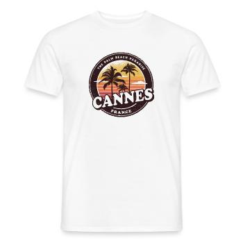 Cannes France Vintage Beach Design / Cadeau - T-shirt homme - blanc - Devant - AI Model Male 178 dark (178cm)