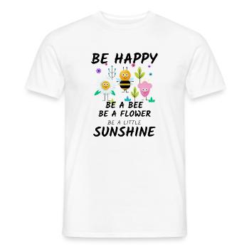 Cheerful garden motif: flower, bee - Men's T-Shirt - white - Front - AI Model Male 178 dark (178cm)
