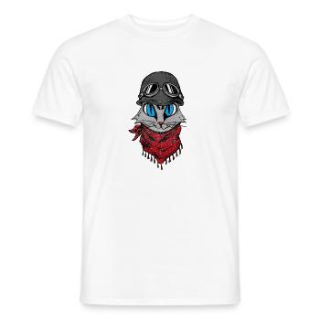 Biker Katze Katzen Cat Kätzchen Mieze Kitten - Männer T-Shirt - Weiß - Vorne - AI Model Male 178 dark (178cm)