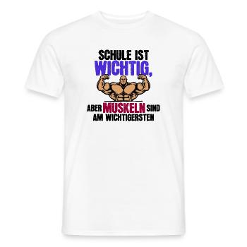 Fitness Lustige Sprüche Muskeln - Männer T-Shirt - Weiß - Vorne - AI Model Male 178 dark (178cm)