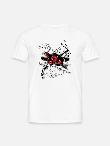 Red Record Melody and Keyboard Track - Men's T-Shirt - white