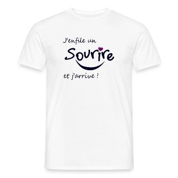 Sourire - T-shirt homme - blanc - Devant - AI Model Male 178 dark (178cm)