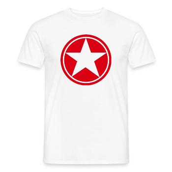 Star in Red Five-Pointed Circle Pentagram - Men's T-Shirt - white - Front - AI Model Male 178 dark (178cm)