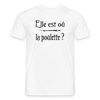 Elle est où la poulette ? Citation Humour - T-shirt homme - blanc - Devant - AI Model Male 178 dark (178cm)