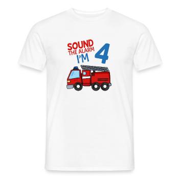 4 Jahre Geburtstag Feuerwehr Feuerwehrauto - Männer T-Shirt - Weiß - Vorne - AI Model Male 178 dark (178cm)