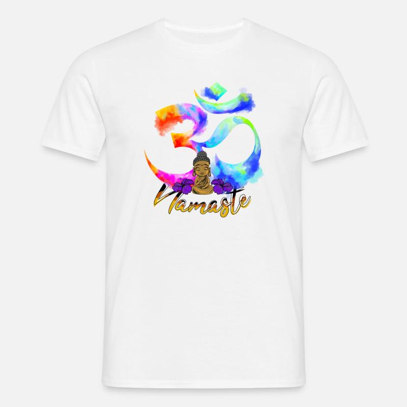 Namaste-Bogen-Iris-Buddha - Männer T-Shirt - Weiß