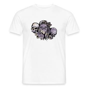 Woman Bandana Skulls Roses - Men's T-Shirt - white - Front - AI Model Male 178 dark (178cm)
