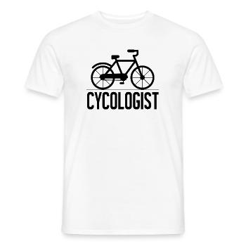 Cycologist T-Shirt Cycle Psychology Bike Shirts - Men's T-Shirt - white - Front - AI Model Male 178 dark (178cm)