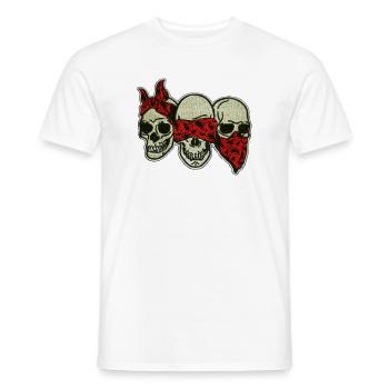 Drei Schädel mit roter Augenmaske / Three Skulls - Männer T-Shirt - Weiß - Vorne - AI Model Male 178 dark (178cm)