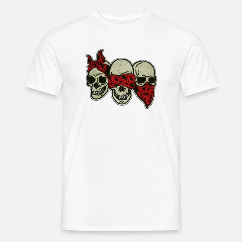 Drei Schädel mit roter Augenmaske / Three Skulls - Männer T-Shirt - Weiß