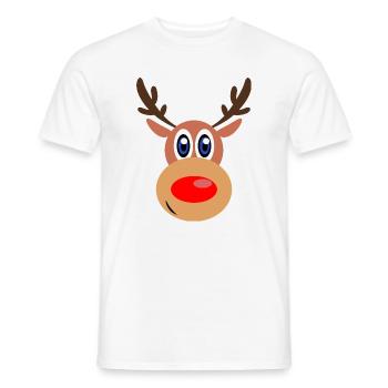 Rudolph Weihnachten Rentier Gesicht - Männer T-Shirt - Weiß - Vorne - AI Model Male 178 dark (178cm)