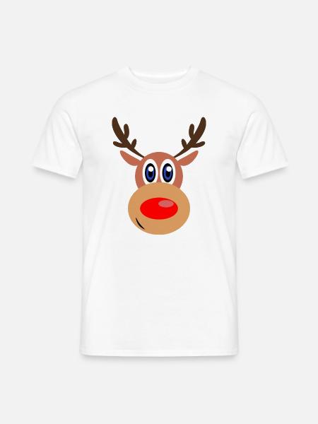 Rudolph Weihnachten Rentier Gesicht - Männer T-Shirt - Weiß