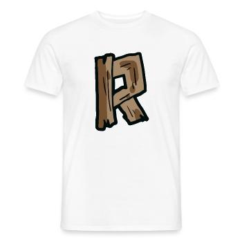 R letter wood wood letter - Men's T-Shirt - white - Front - AI Model Male 178 dark (178cm)