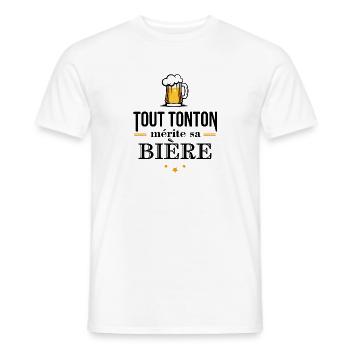 Tout tonton mérite sa bière - T-shirt homme - blanc - Devant - AI Model Male 178 dark (178cm)