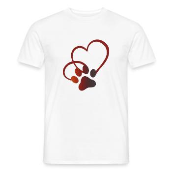 Cat Paw with Heart Cat Lover Cat Lover - Men's T-Shirt - white - Front - AI Model Male 178 dark (178cm)