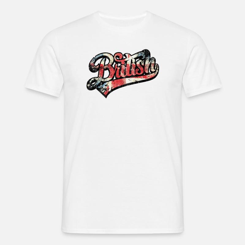 British Pride Distressed Script Tee - Männer T-Shirt - Weiß