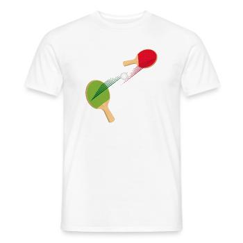 deux raquettes de ping-cong avec balle - T-shirt homme - blanc - Devant - AI Model Male 178 dark (178cm)