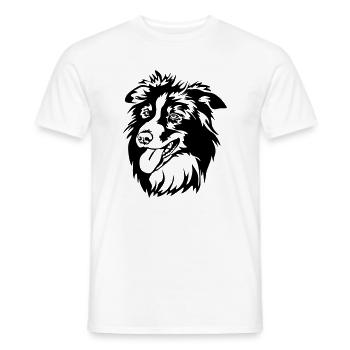 Border Collie Kopf - Männer T-Shirt - Weiß - Vorne - AI Model Male 178 dark (178cm)