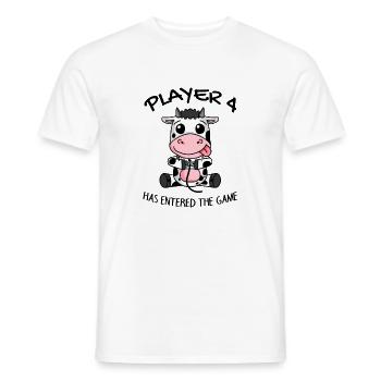Player 4 Cow Offspring Pregnancy Gaming - Men's T-Shirt - white - Front - AI Model Male 178 dark (178cm)