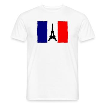 SOCCER. SPORT. FRANCE. CHAMPION. BLUE WHITE RED - Men's T-Shirt - white - Front - AI Model Male 178 dark (178cm)