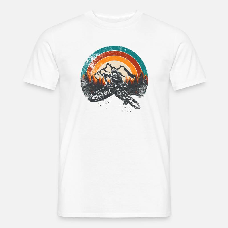 Retro Mountain MTB Sunset - Männer T-Shirt - Weiß