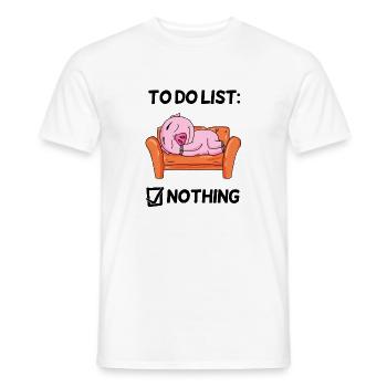 To do lijst Nothing Pig Relax Lazy grappig - Heren T-shirt - wit - Voor - AI Model Male 178 dark (178cm)
