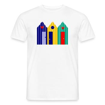 VACANCES. VIVE LES VACANCES. VACANCES. PLAGE. MER - T-shirt homme - blanc - Devant - AI Model Male 178 dark (178cm)
