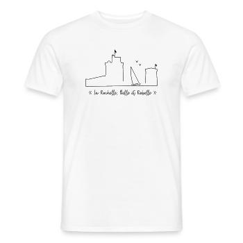 La Rochelle design noir - by Nicolas Poitevin - T-shirt homme - blanc - Devant - AI Model Male 178 dark (178cm)