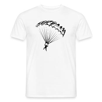 icône de saut en parachute Illustration de l’icône du logo - T-shirt homme - blanc - Devant - AI Model Male 178 dark (178cm)