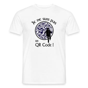 Je ne suis pas un QR-Code ! Message Parodie Série - T-shirt homme - blanc - Devant - AI Model Male 178 dark (178cm)