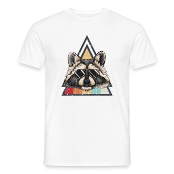 Raccoon in Shades and Triangular Retro - Men's T-Shirt - white - Front - AI Model Male 178 dark (178cm)