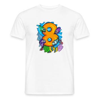 8 Jahre alt - 8. Geburtstag - Fische im Ozean - Männer T-Shirt - Weiß - Vorne - AI Model Male 178 dark (178cm)
