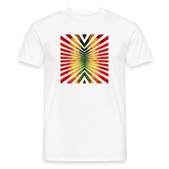 Geometrisches Sonnenstrahl-Motiv in Rasta-Farben - Männer T-Shirt - Weiß - Vorne - AI Model Male 178 dark (178cm)
