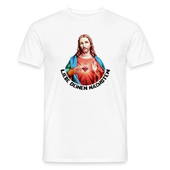 Liebe Deinen Nächsten Jesus Linker Handsegen - Männer T-Shirt - Weiß - Vorne - AI Model Male 178 dark (178cm)