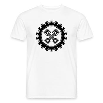 Crossed pistons with gear for proud mechanics - Men's T-Shirt - white - Front - AI Model Male 178 dark (178cm)