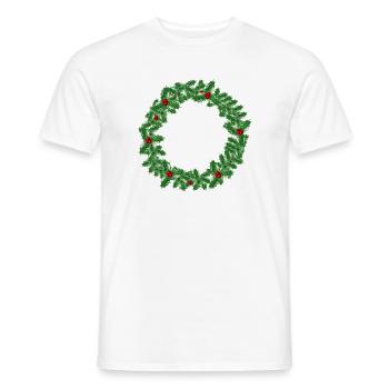 weihnachtlicher Kranz aus Stechpalmenzweigen - Männer T-Shirt - Weiß - Vorne - AI Model Male 178 dark (178cm)