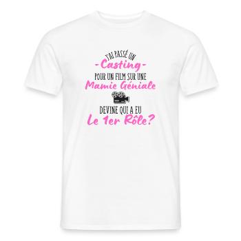 casting pour une Mamie géniale - Humour Grand-Mère - T-shirt homme - blanc - Devant - AI Model Male 178 dark (178cm)
