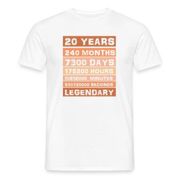20 Years Legendary - Anniversary, Anniversary, Company - Men's T-Shirt - white - Front - AI Model Male 178 dark (178cm)