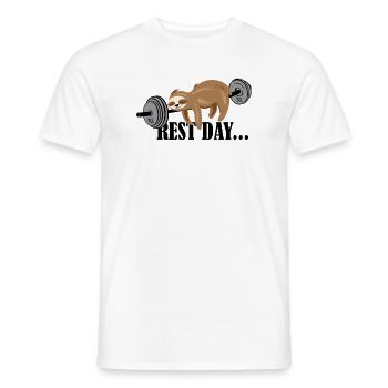 Sloth Funny Sayings Fitness Sport Gym Logo - Men's T-Shirt - white - Front - AI Model Male 178 dark (178cm)