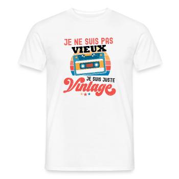 Je ne suis pas Vintage Cassette - T-shirt homme - blanc - Devant - AI Model Male 178 dark (178cm)