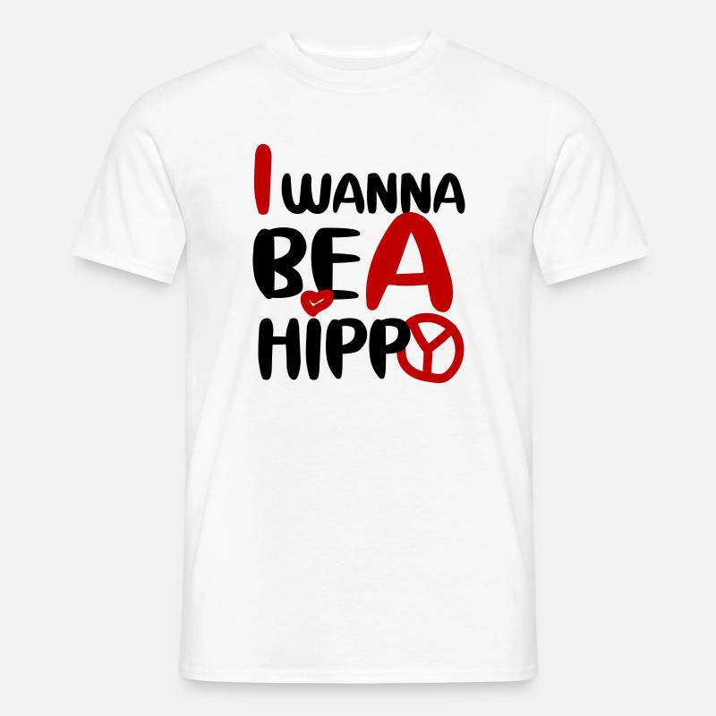 I WANNA BE A HIPPY, PLAIN - Männer T-Shirt - Weiß