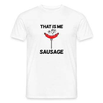 Sausage saying funny - Men's T-Shirt - white - Front - AI Model Male 178 dark (178cm)