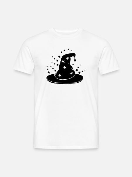Magischer Zaubererhut mit Sternen - Männer T-Shirt - Weiß