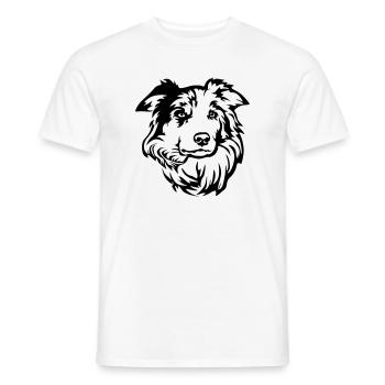 Border Collie Head - Men's T-Shirt - white - Front - AI Model Male 178 dark (178cm)