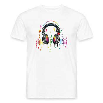 Headphones with colorful equalizer drawing - Men's T-Shirt - white - Front - AI Model Male 178 dark (178cm)