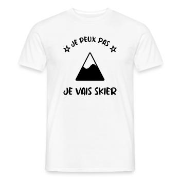 JE PEUX PAS. SKIER. SKI. RAQUETTE. SNOW. SNOWBOARD - T-shirt homme - blanc - Devant - AI Model Male 178 dark (178cm)