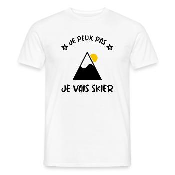 JE PEUX PAS. SKIER. SKI. RAQUETTE. SNOW. SNOWBOARD - T-shirt homme - blanc - Devant - AI Model Male 178 dark (178cm)